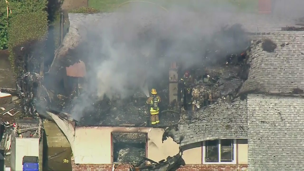 Small Plane Slams Into Home In Upland, Sparks Large Fire