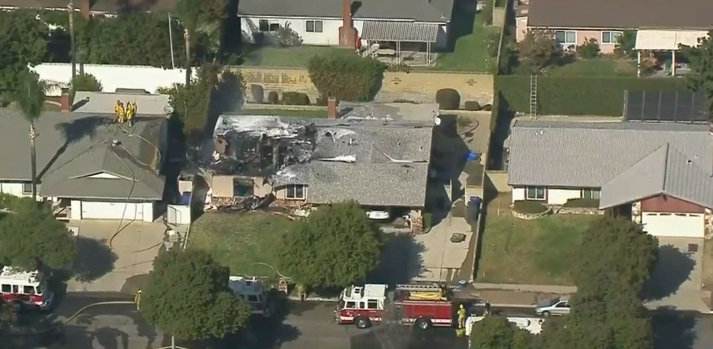 Pilot Killed After Small Plane Crashes Into House In Upland, Sparks Large Fire