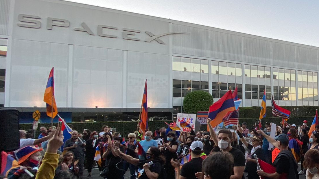 'You're Killing Armenians!': Protesters Descend On SpaceX Facility To Denounce Turkish Satellite Launch