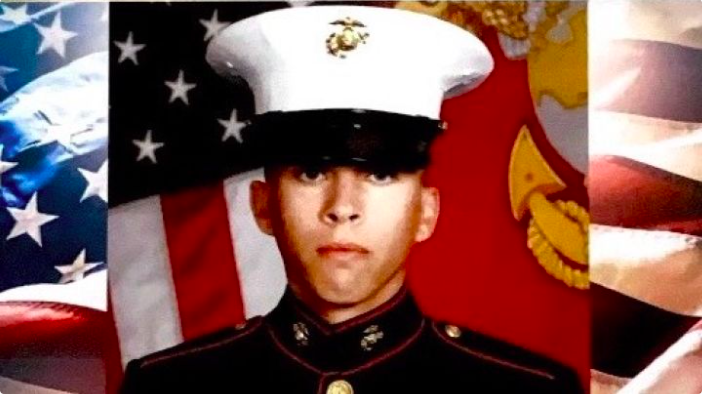 Remains Of Marine Lance Cpl. Dylan R. Merola Carried In Procession From Ontario International Airport To Forest Lawn In Covina