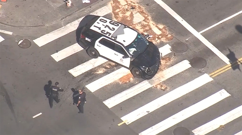 2 LAPD Officers, 4 Others Hospitalized After Downtown LA Crash