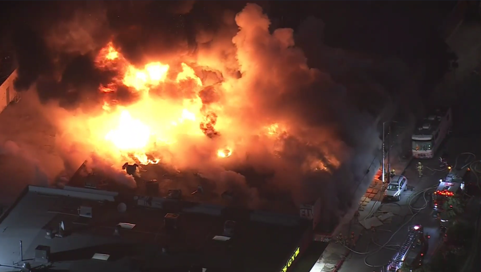 LAFD Firefighters Engaged With Greater Alarm Fire In North Hollywood